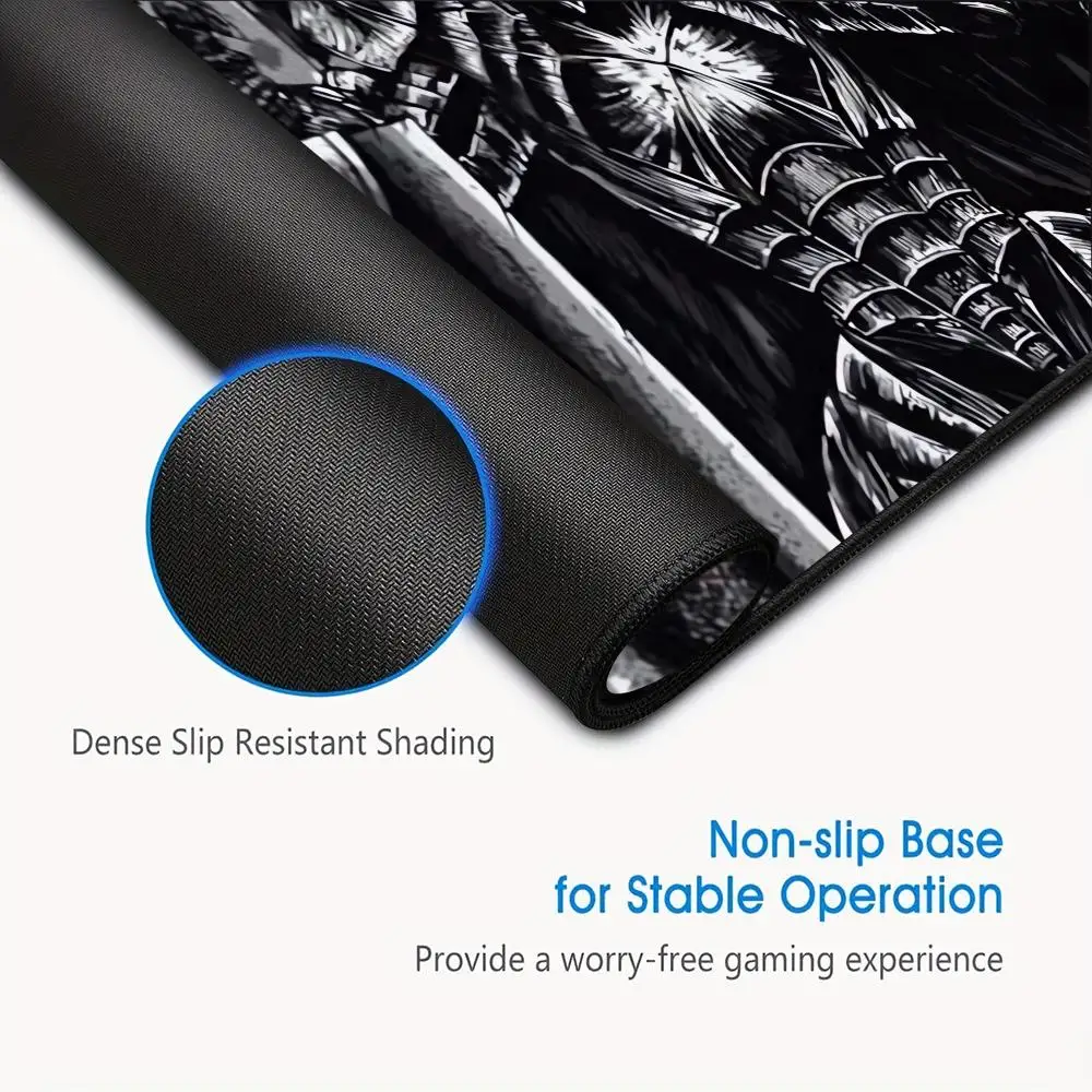 Tappetino per mouse grande Samurai, tappetino da ufficio, tappetino per mouse in gomma antiscivolo in stile retrò, accessori per PC, accessori da scrivania.