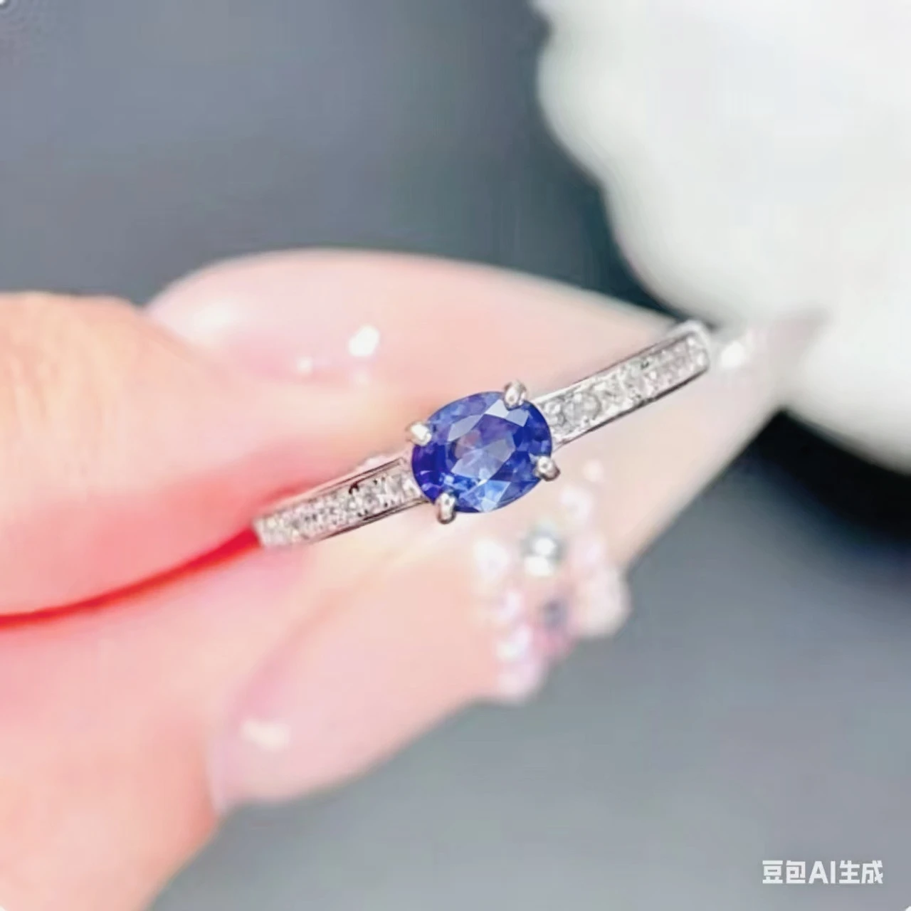 

925 Silver Tanzanite Ring 4mm*5mm 0.4ct Genuine Tanzanite Silver Jewelry with Certificate Gift for Women