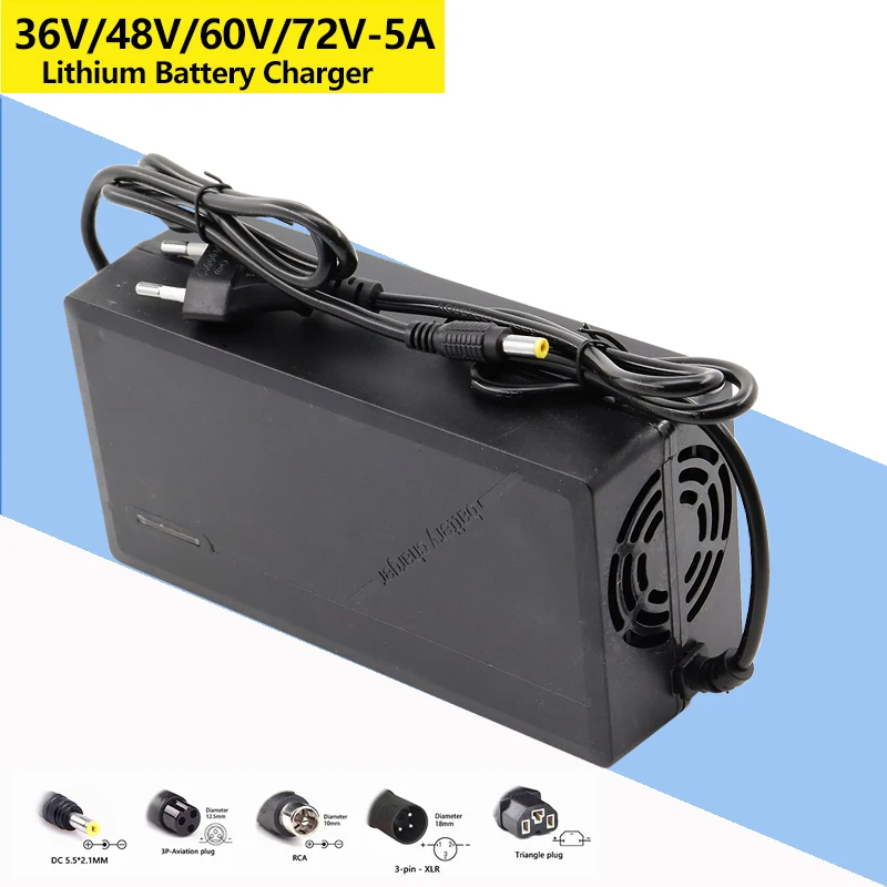 42V/54.6V/67.2V/84V 2A/5A Battery Charger 12V 36V 48V 60V Li-ion Charger 110-220V for 3S 10S 13S 16S ebike Scooter battery pack