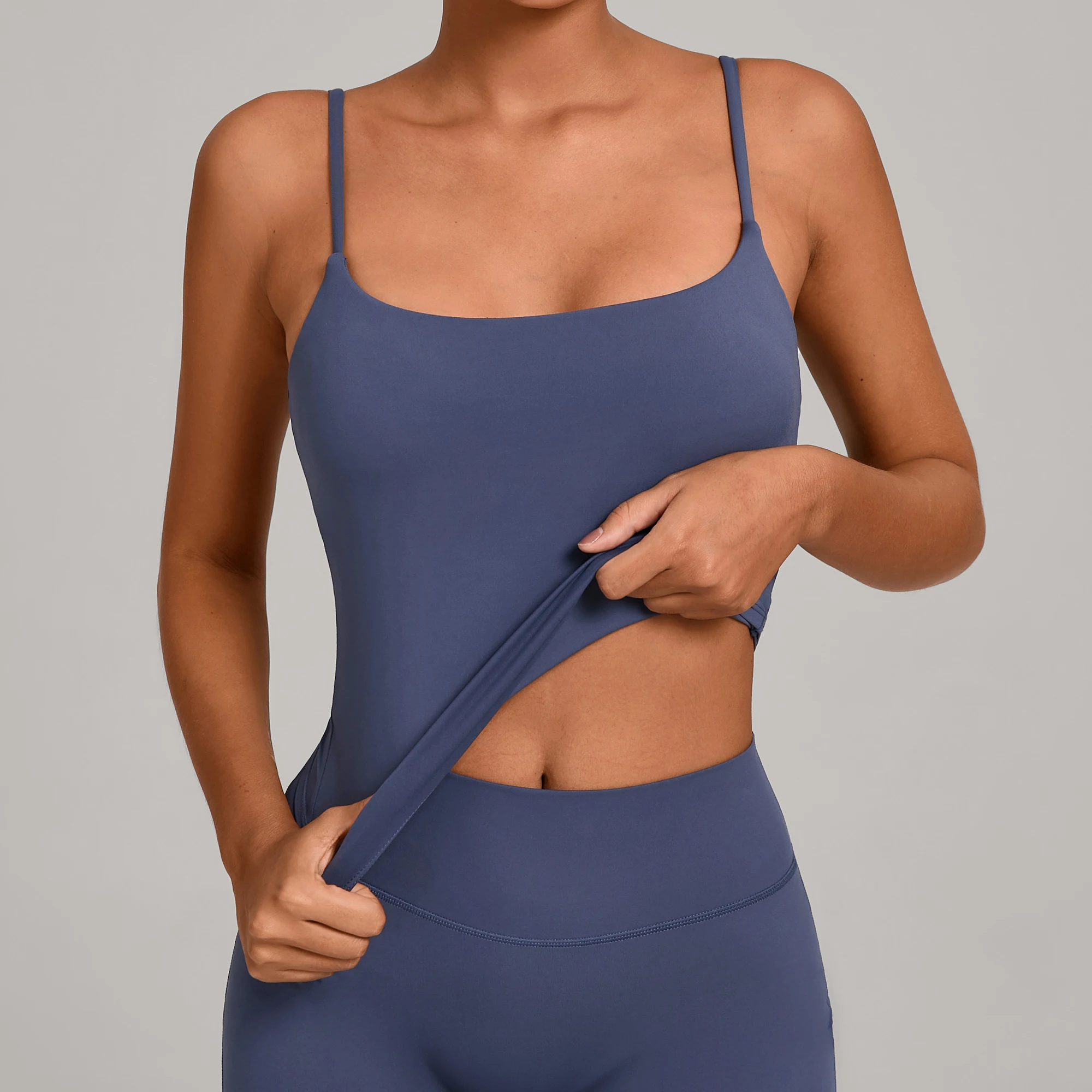 GYM Tank Top With Built In Bra women's Yoga clothing running Square Neck fitness vest beautiful back sports Workout image 5