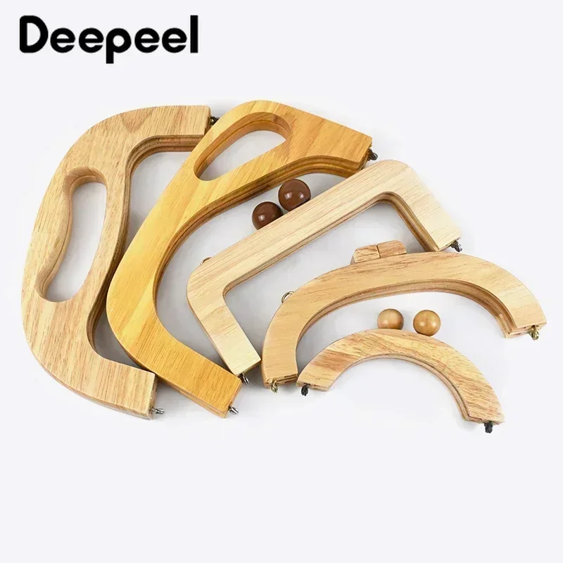 1Pc 14-28cm New Solid Wood Bag Handles Wooden Purse Frame DIY Kiss Clasp Handmade Sewing Brackets for Making Bags Accessories