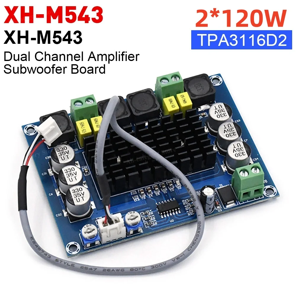 XH-M543 TPA3116D2 2*120W Dual Channel Digital Stereo Audio Power Amplifier Board High Power DIY 240W Amplificador Sound Board