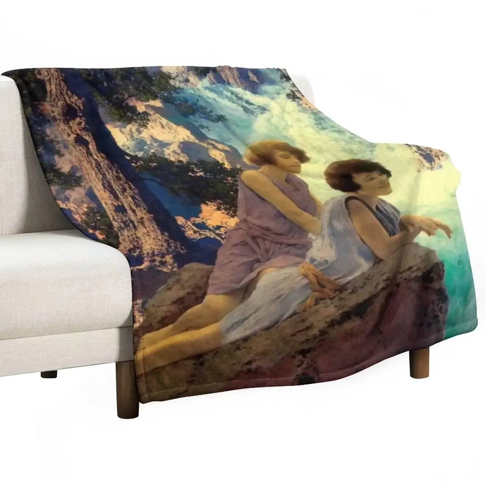 Maxfield Parrish. Waterfall Throw Blanket Single Thin funny gift Blankets