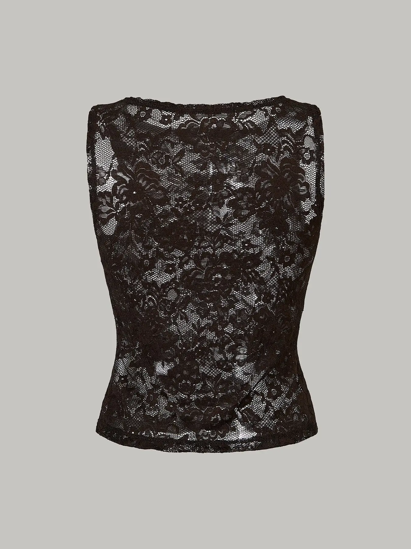 Damen Ärmelloses Spitzen-Slim-Fit Y2K-Shirt, Sommer-Oberteil mit O-Ausschnitt, Netz-Spitzen-Tanktop, Sexy Einfaches Einfarbiges Spitzen-Top für Damen 2026 – Detail 2