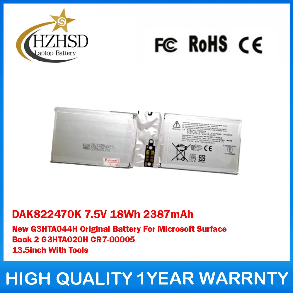 

DAK822470K 7.5V 18Wh 2387mAh New G3HTA044H Original Battery For Microsoft Surface Book 2 G3HTA020H CR7-00005 13.5inch With Tools