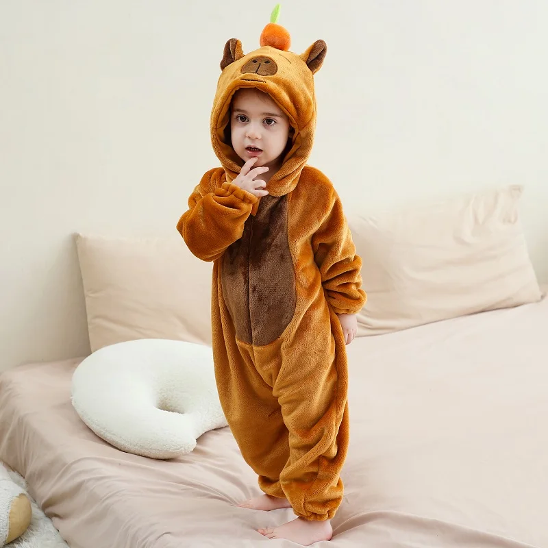 MICHLEY هالوين الكرتون طفل رضيع الفانيلا الطفل السروال القصير كابيبارا زي مقنعين عموما داخلية بذلة لصبي فتاة