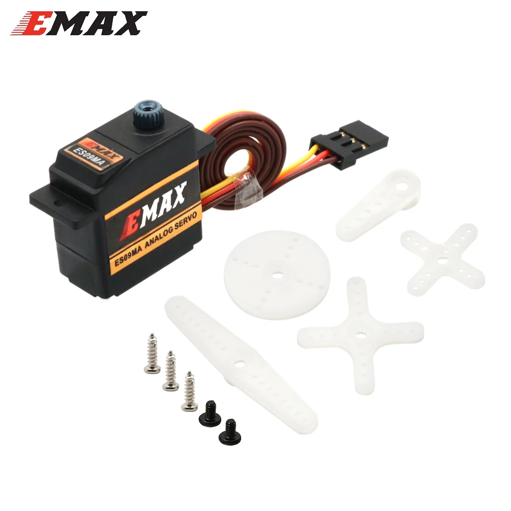 4pcs/lot Emax ES09MA 4.8-6.0V Metal Analog Swash Servo Compatible With Futaba JR For 450 Helicopter Tail Airplane Accessories