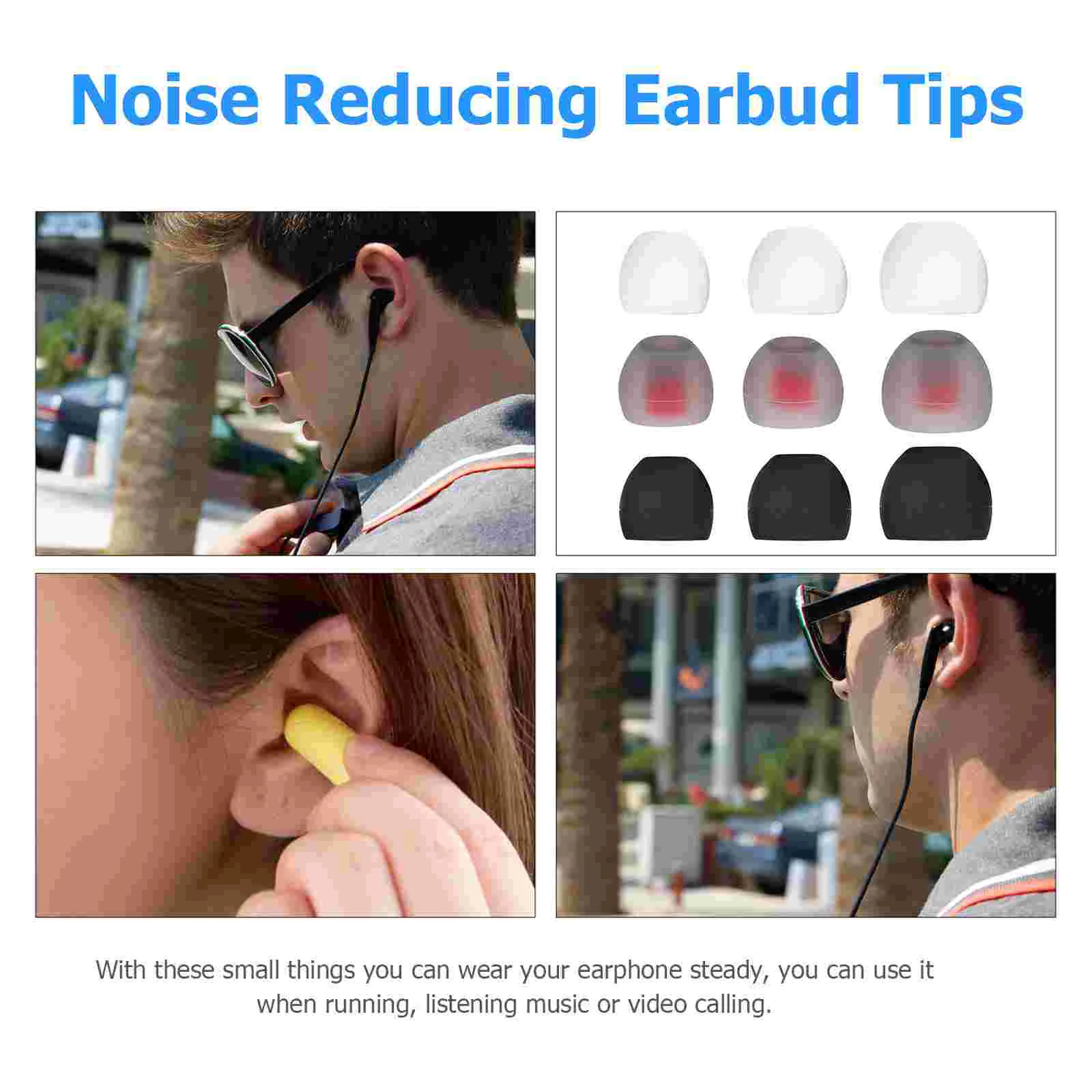 Noise Cancelling Earbuds Caps Over-ear Headphones Replacement Pads In-ear Case Silica Gel Tips