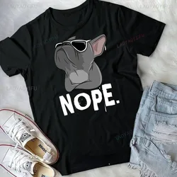 Funny Creative Nope Lazy Frenchie for French Bulldog Dog O-Neck Tshirt Men Women Casual Short Sleeve Streetwear Cotton Tops