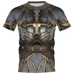 Medieval Armor 3D Printed Warrior Cosplay Men's Summer Vintage Crewneck Short Sleeve Hip Hop Kids Street Fun Casual T-shirt Top