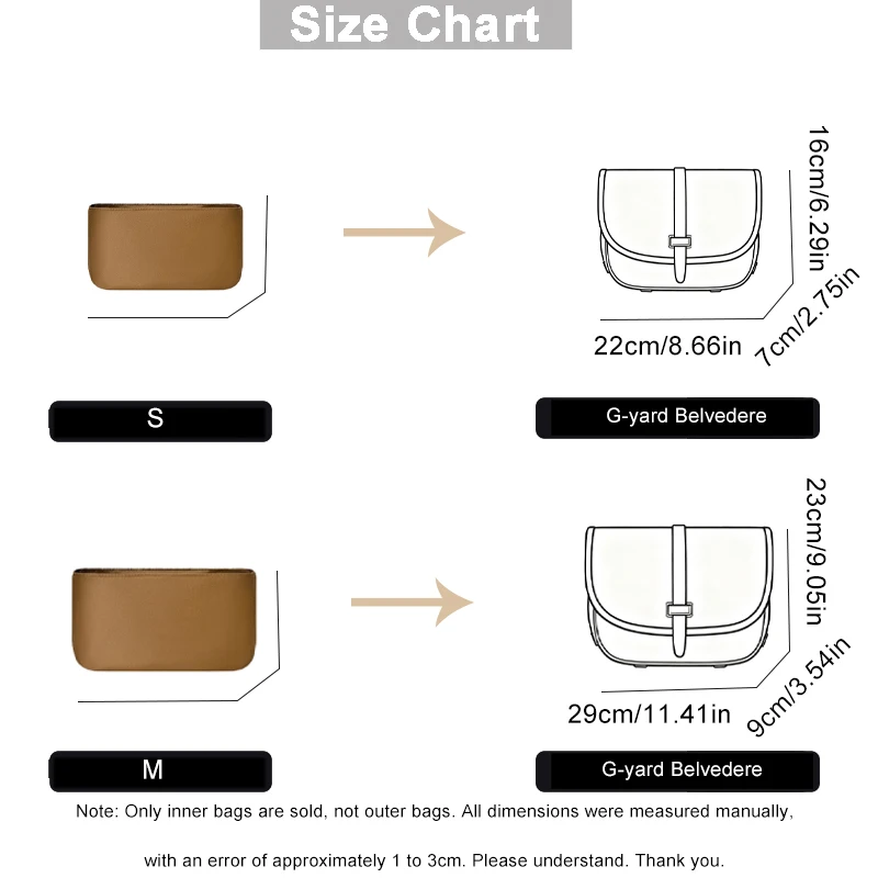 EverToner Durable Nylon Inner Liner for G-yard Belvedere Messenger Lightweight Protection Tidy Storage Ideal Bag Companion