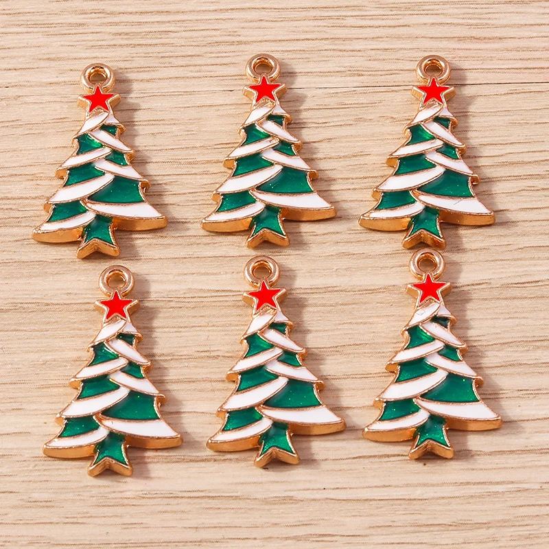 10 teile/los mischen niedlichen Emaille Weihnachts baum Santa Claus Glocken bezaubert Anhänger für Schmuck machen Ohrringe Halsketten DIY Handwerk Geschenk – Detail 21