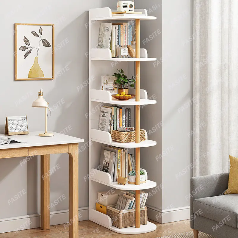 Small bookshelf next to the desk, storage rack at the edge of the desk, ultra-narrow gap, bedside storage rack