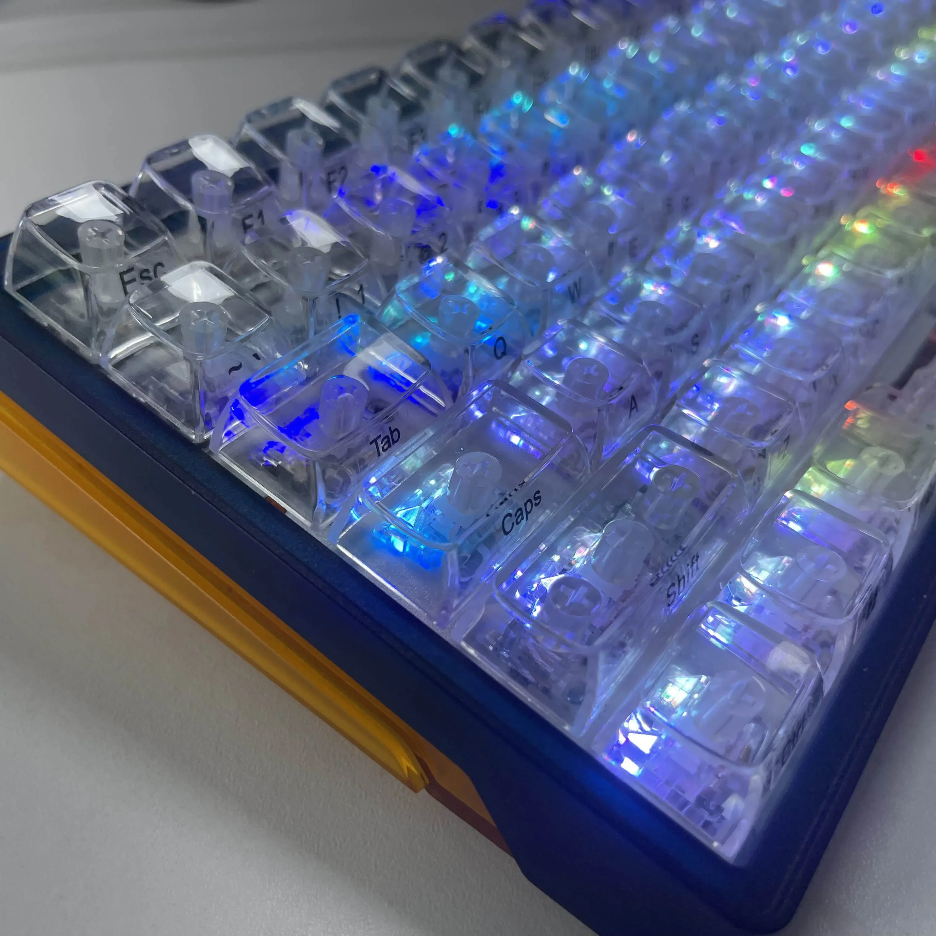 132 Keys Crystal Transparent Keycaps for MX Switch Gaming Mechanical Keyboard CBSA Profile Blank Backlit Keycap GK61
