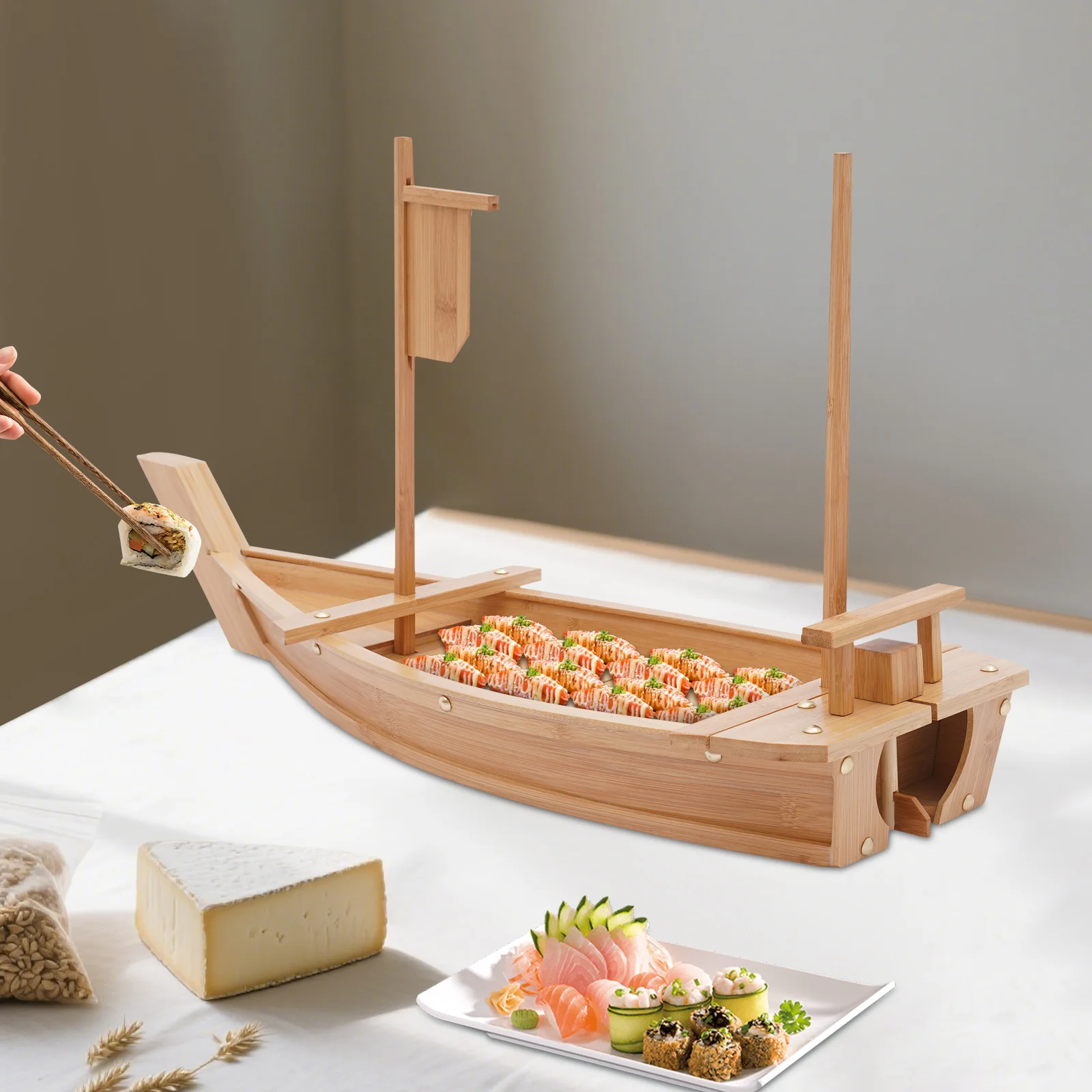 

Sushi Boat Serving Tray Large Size Boat-shaped Sushi Serving Tray Bamboo Sushi Boat Serving Tray for Parties Buffets