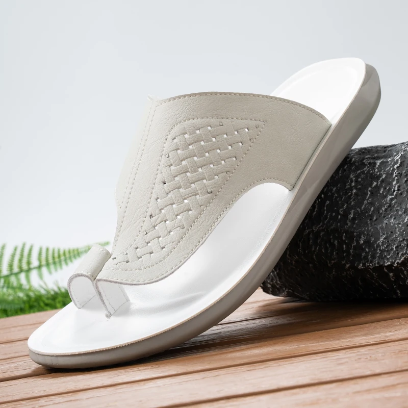 

Summer New Men's Woven Toe Post Sandals Soft Bottom Anti-slip Wear-resistant Outdoor Casual Beach Slippers-2517