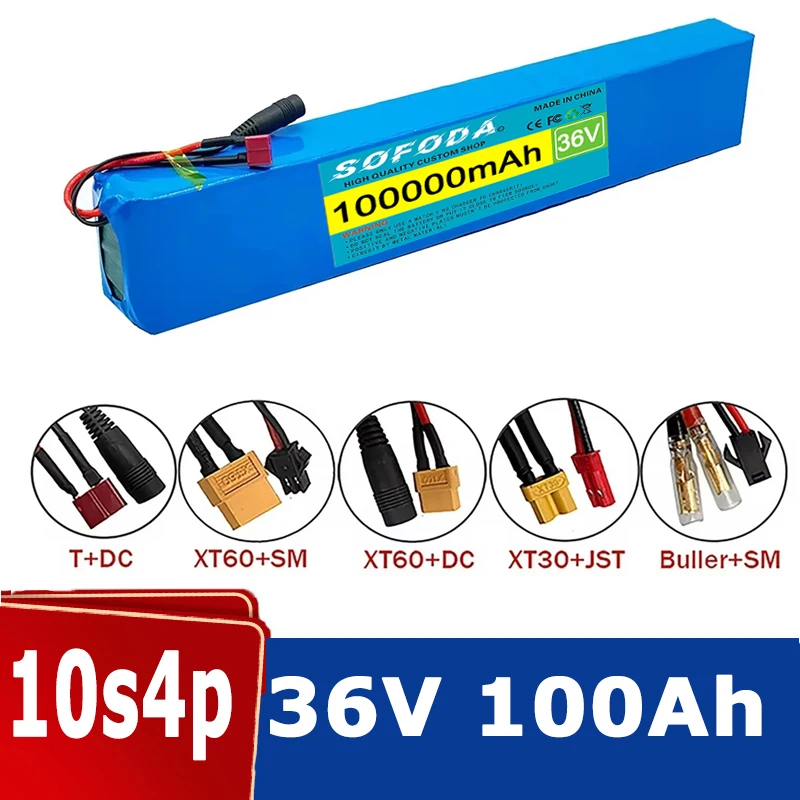 

New 18650 battery pack 10s4p 36V 100AH high-power 600 W, suitable for electric self-propelled lithium battery charger sales