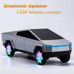 15W Car Shaped Wireless Charger Portable Bluetooth Speaker BT U Disk TF Card FM Playback with RGB Light HIFI Stereo Soundbox