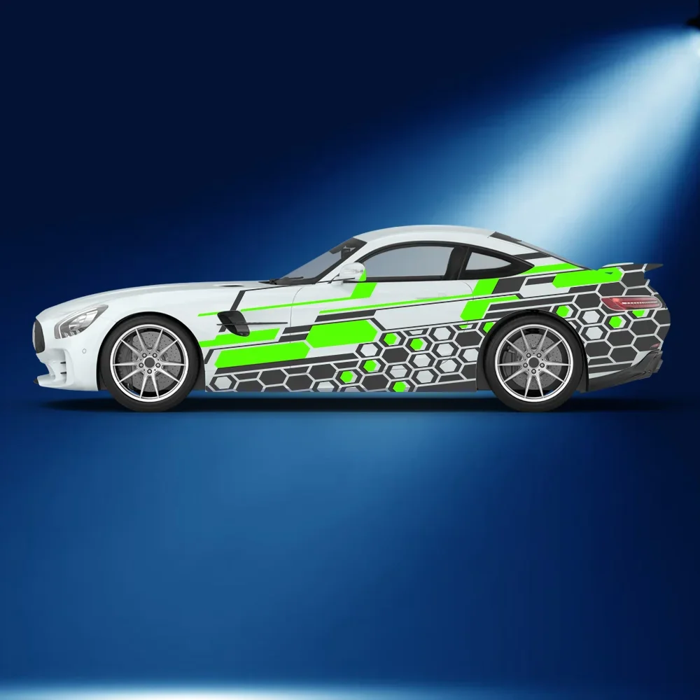 

Красочные сотовые линии, автомобильные виниловые наклейки, самоклеящаяся наклейка из ПВХ, подходит для грузовиков, внедорожников, украшения, автоаксессуары, подарок