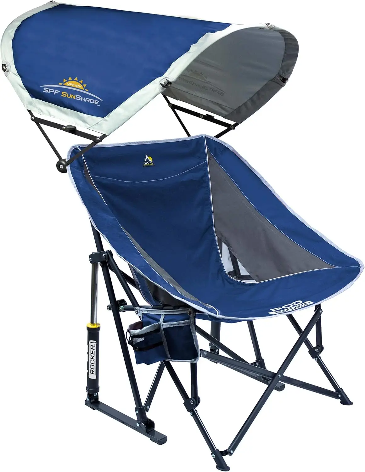 Outdoor Rocking Chair with SunShade Canopy Portable Folding Rocker for Camping Sports Lawn