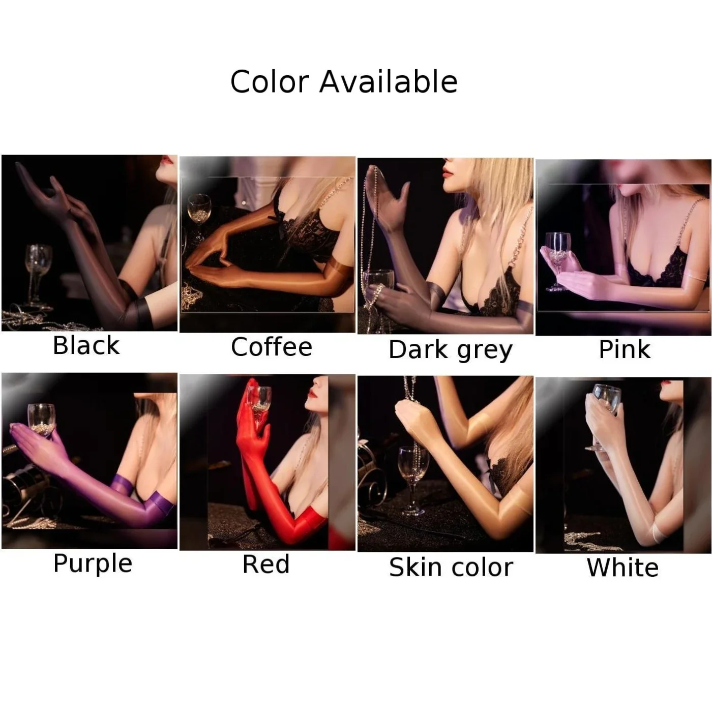 Long Sheer Gloves Women Sexy Lingerie Glossy Seamless Mittens Finger Tight Porn High Elastic Gloves Night Clubwear