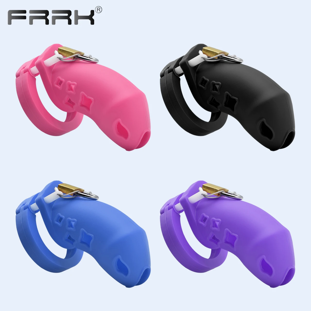 FRRK Hollow Soft Silicone Male Chastity Cage Device with 5 Sizes Penis Rings Adults Sextoys Flexiable Cock Cage Fetish Sex Shop