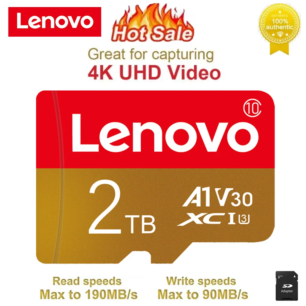 Lenovo 2TB SD Card UHS-II V90 1TB Micro TF SD UHS-II V30 512GB 128GB Memory Card for Drone & Action Camera &8K Video & VR