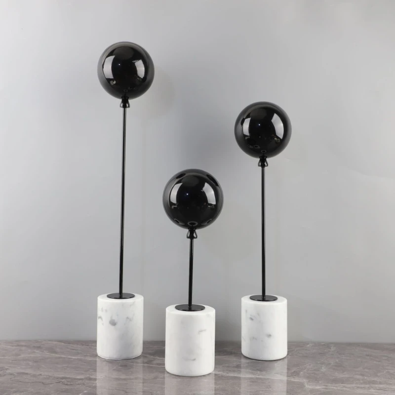 Balloon Sculpture Natural Marble Base Metal Ornaments Living Room Statue Home Accessories Ornaments Crafts Ornaments Small Model