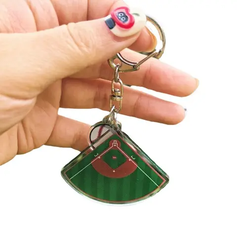 아크릴 야구 필드 축구 필드 키 체인 양면 미니 스포츠 열쇠 고리 가방 펜던트 열쇠 고리 기념품 선물 도매