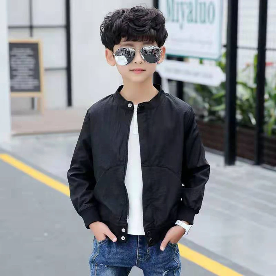 4 5 6 7 8 9 10 11 12 13 Yrs Solid Color Kids Boy Jackets For Spring Autumn Boys Coat 2019 Children Windbreaker Casual Clothes