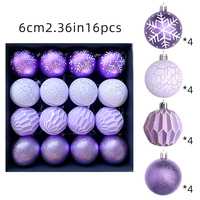 16pcs/set 6cm Christmas Balls Electroplated Plastic Painted Christmas Ball Pendant Colorful Christmas Ball Xmas Tree Ornament