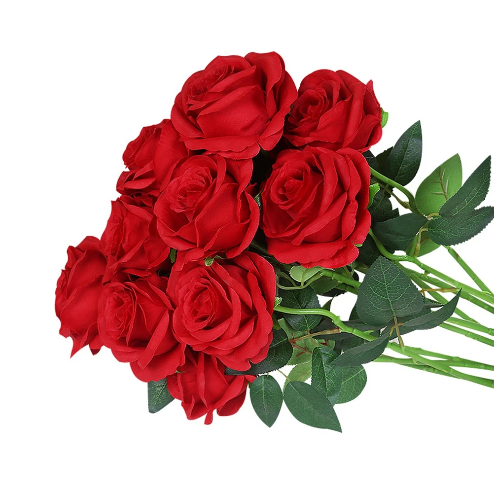 

10 Pcs Artificial Rose Silk Flower Realistic Exquisite Home Wedding Decoration Blooming Lifelike Look