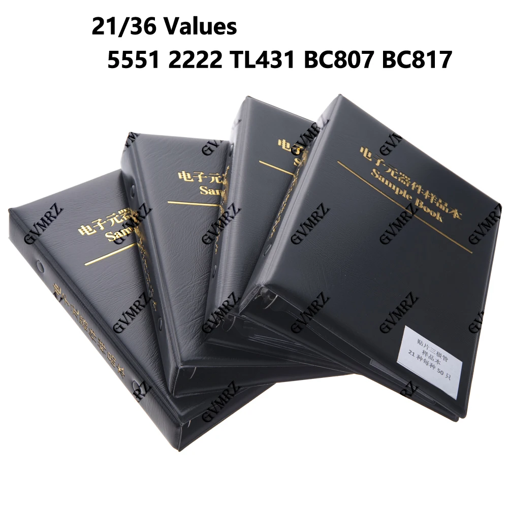 21/36 Values SOT-23 25/50PCS BC807 BC817 SMD SMT NPN PNP 5551 2222 SOD  TL431 Transistor Diode Assortment Book Kit