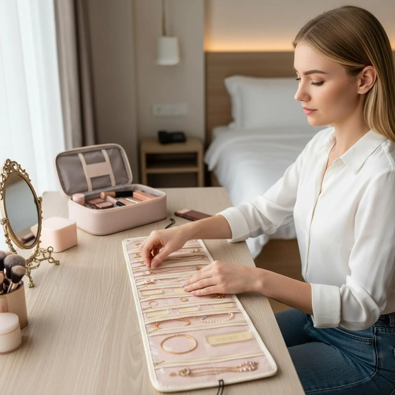 

Дорожный органайзер для ювелирных изделий, портативная сумка, кольца для девочек, ювелирные изделия, дорожный футляр для серег, колец, браслетов, часов, броши для женщин