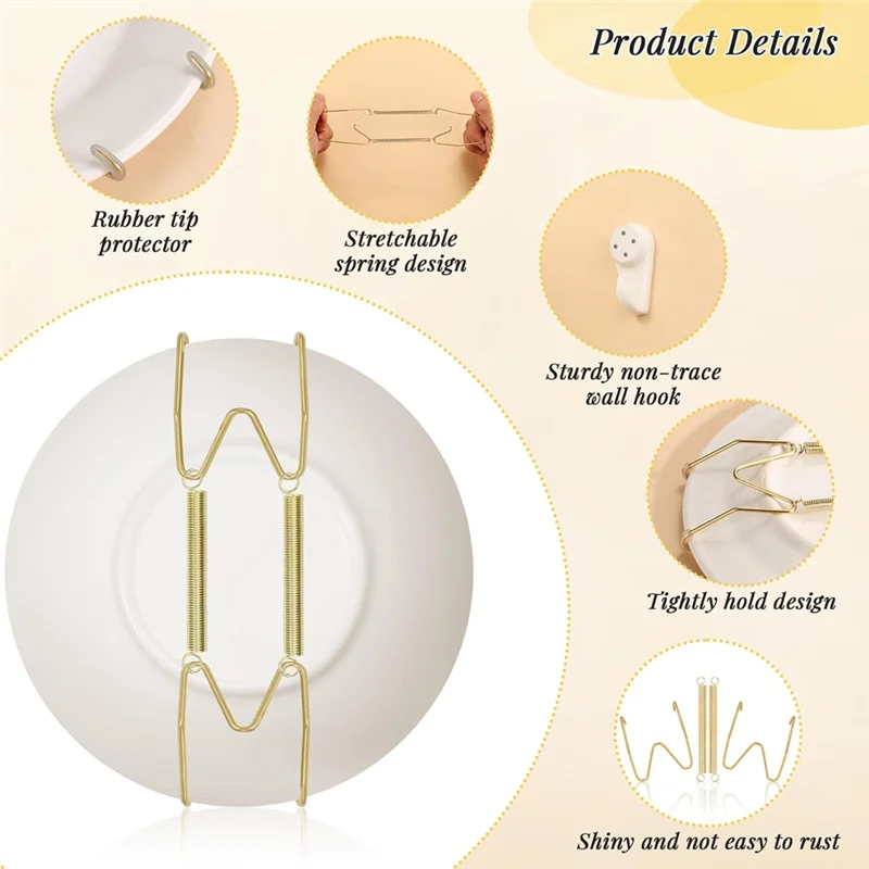 شماعات حائط ABKO-Plate للعرض - شماعة أطباق مقاس 6/8/10/12 بوصة، للوحات والفنون المزخرفة مقاس 5.5 إلى 12.5 بوصة