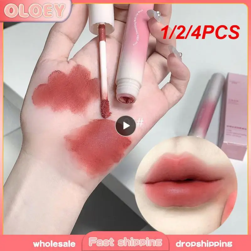 1/2/4PCS Whitening Lip Glaze Soft Long-lasting Color Payoff Non-stick Formula Smooth And Soft Texture Brighten Skin Colour