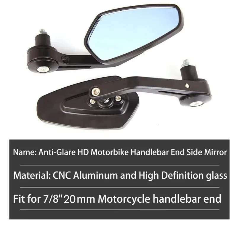 Motorcycle Handlebar End Blue Rearview Mirror, universal Handlebar, Folding Bending Rod, Reflector, Suitable for BMW Ducati view 6
