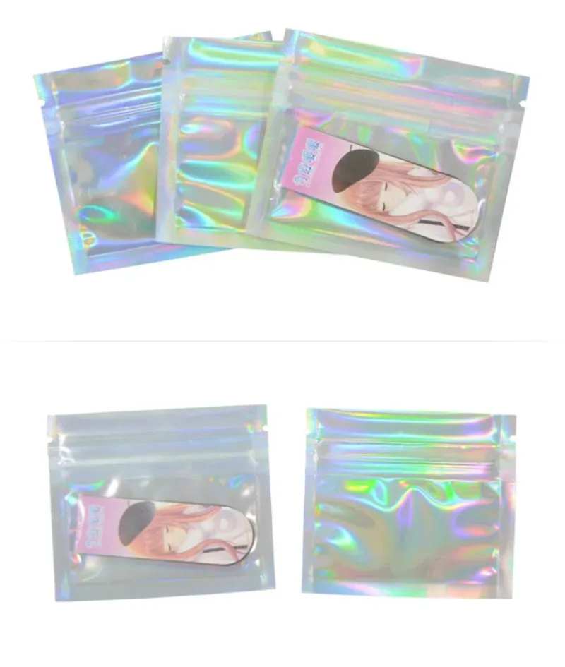 100/500/1000PCS Resealable Clear Hologram Ziplock Packaging Bags DIY Laser Matcha Coffee Tea Powder Trinkets Snack Gift Pouches view 3