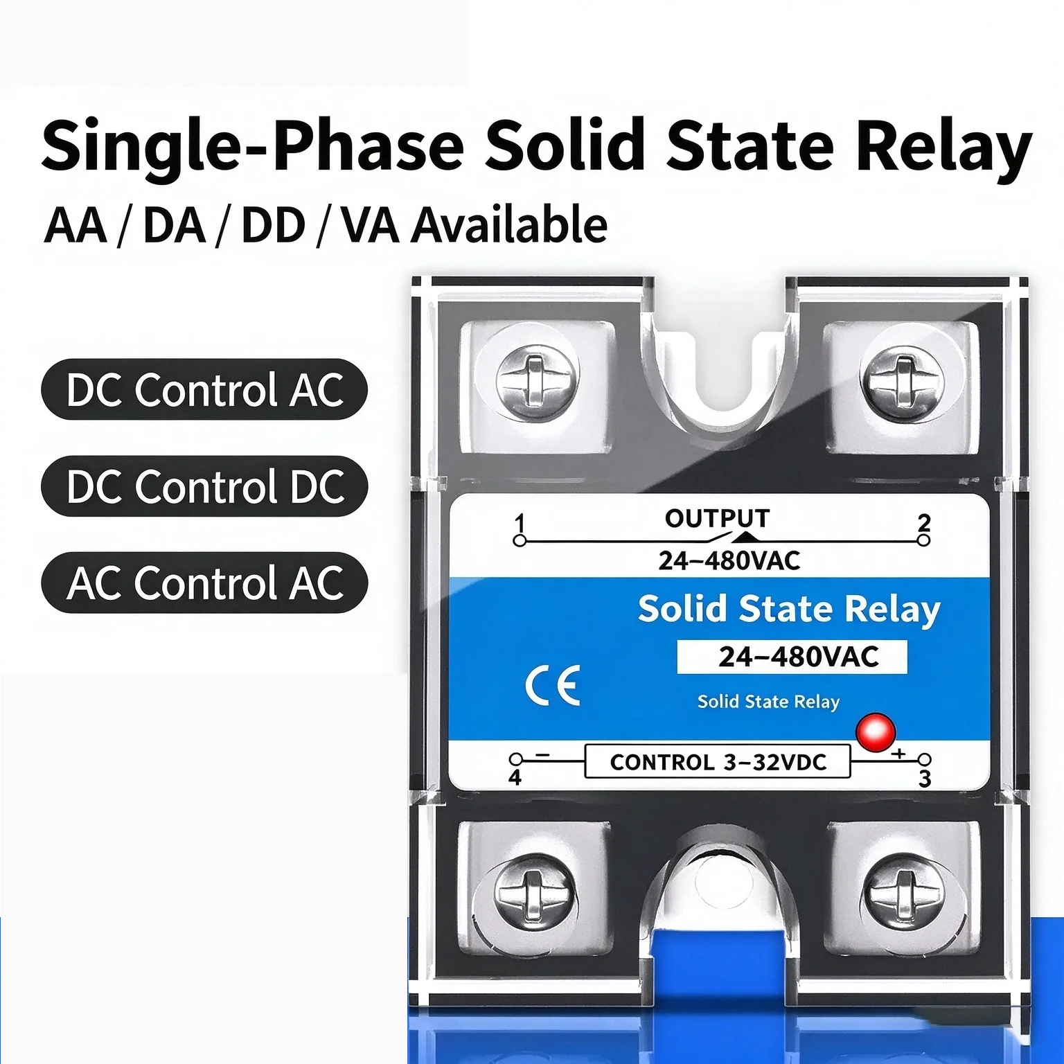 SSR-10DD/25DD/40DD Single Phase DC Controlled Solid State Relay with Plastic Dust Cover And Heat Sink for 220V Applications