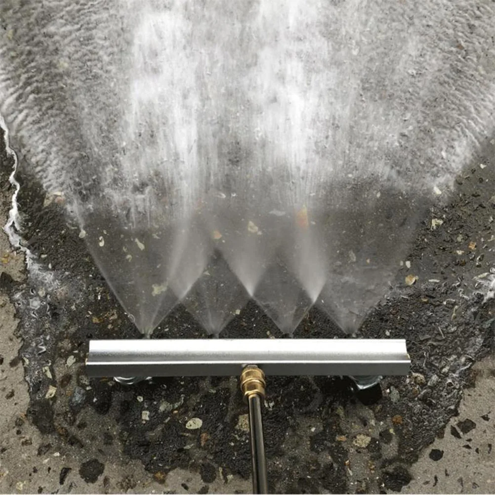 High Pressure Washer Brush 4 Nozzle Ground Cleaner Roller Wheels Floor Surface Washing Tool Quick Connect 1/4 Inch Hose