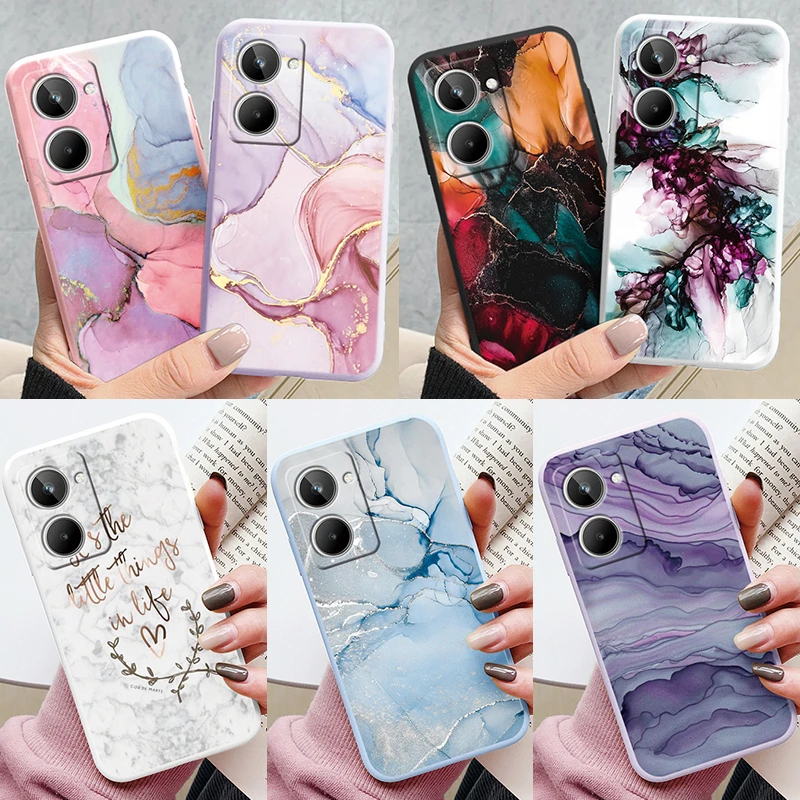 Case For Realme 10 4G Phone Cover Vintage Marble Watercolor Painting Silicone Soft Funda For Realme 10 Realme10 4G Coque Bumper