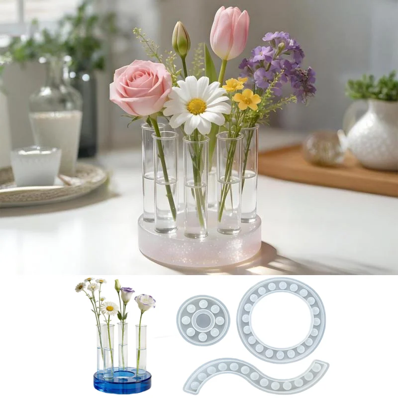 

Ring-shaped Hydroponic Vase Silicone Mold DIY S-shaped Test Tube Flower Stand Cement Plaster Resin Molds Holiday Home Decor Gift