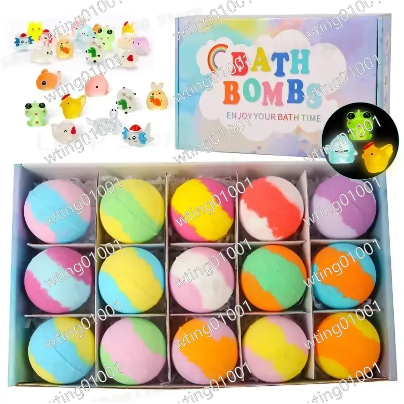 for Kids Bath Bombs 15 Pack Natural Organic Fizzy Bubble with Surprise Toys Inside Fun Gift for Girls Boys Safe Skin Care