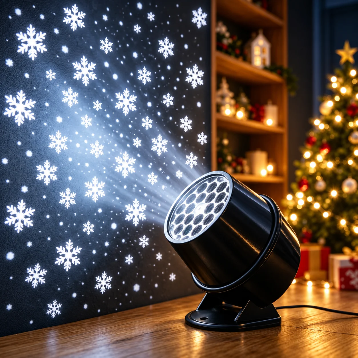 Christmas Snowflake Projector Light, White Snowflake Holiday Projection for Indoor Christmas Parties and Home Decor