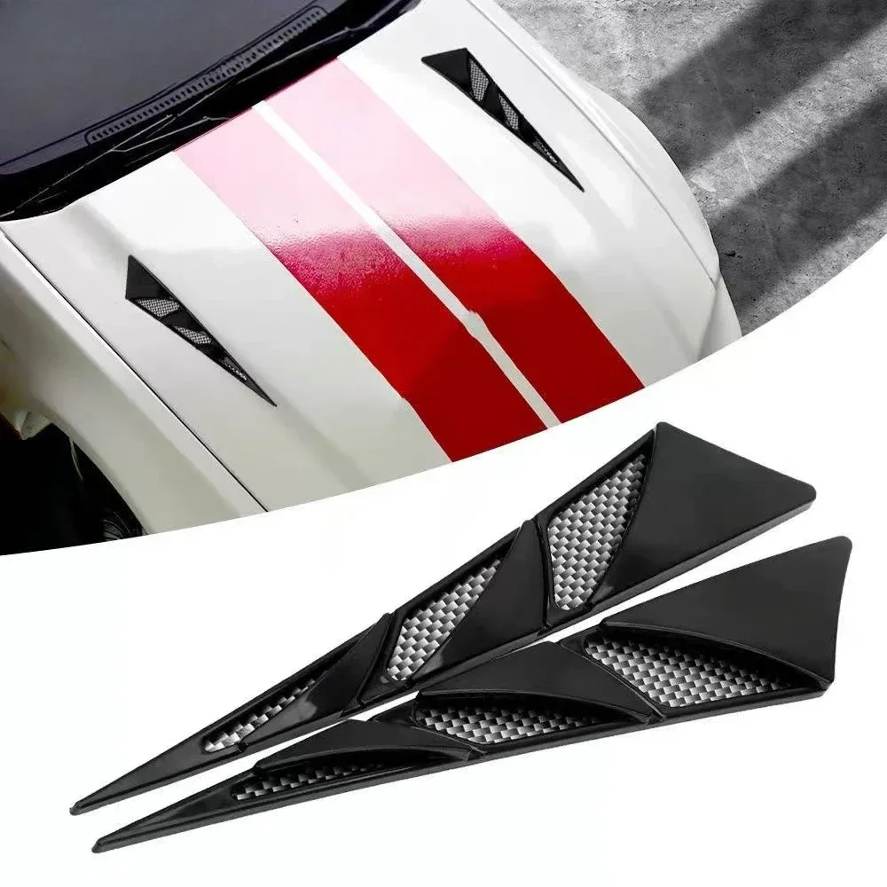 2pcs Fashion Universal Car Hood Vent Air Side Flow Intake Auto Exterior Hood Side Door Decorative Cover Trim ABS Sticker