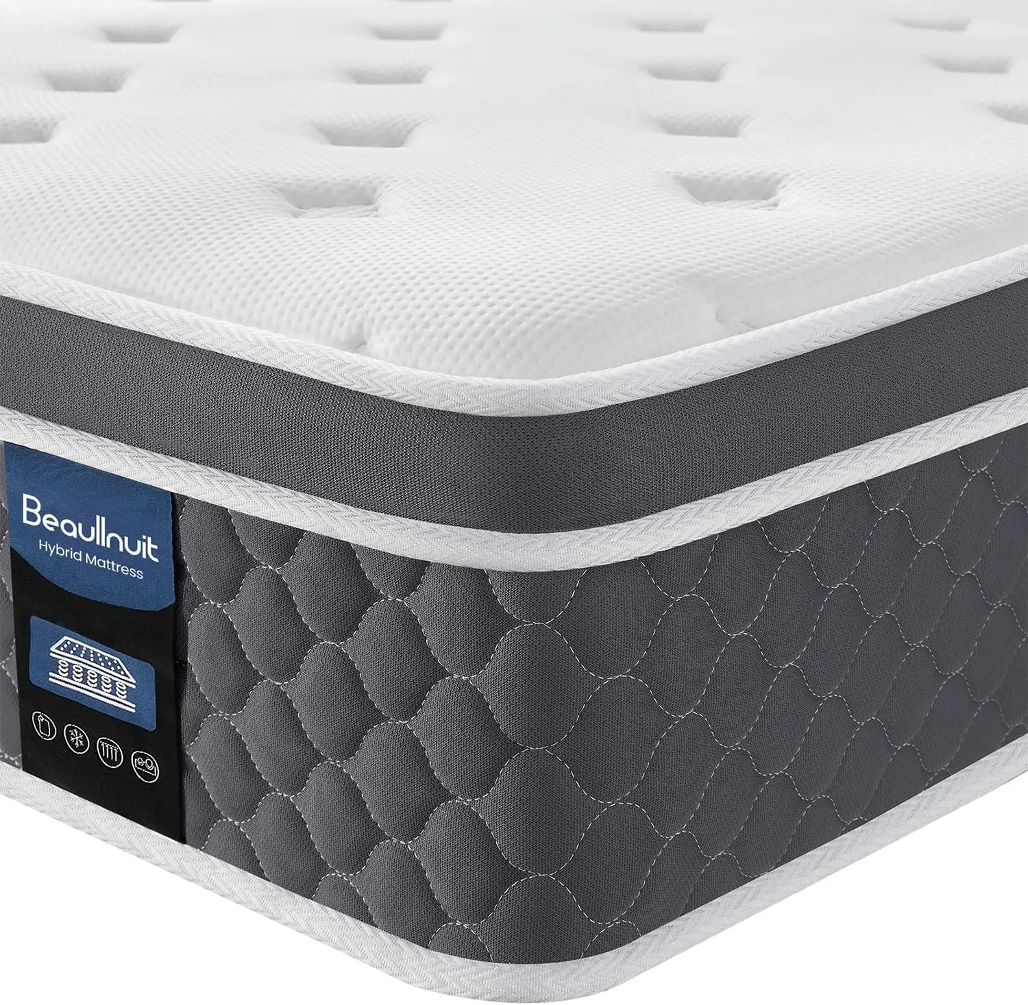 Queen Mattress,12 Inch Hybrid Mattress in a Box, Memory Foam with Pocket Springs for Pressure Relief, 120 Night Trial