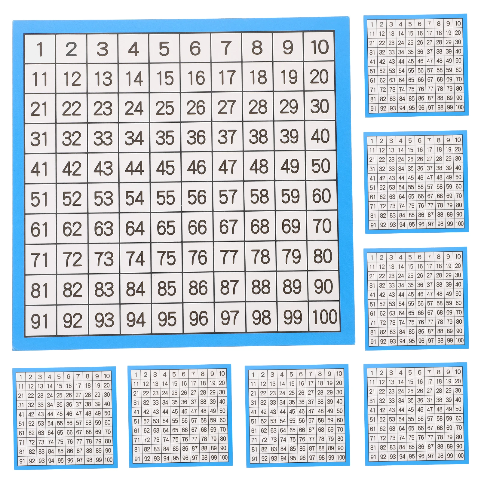 

10 Sheets Hundred Chart Double Sided Laminated Numbers 1-100 Classroom Teaching Math Supplies Educational Tool
