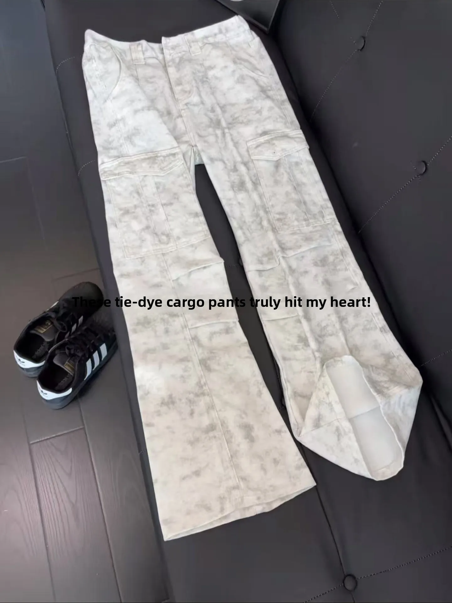 

Tie Dye Cargo Pants Men's Autumn Faion Hiphop Pleated Paratrooper Pants Flared Straight Leg Trousers Wear Resistant Long Pants