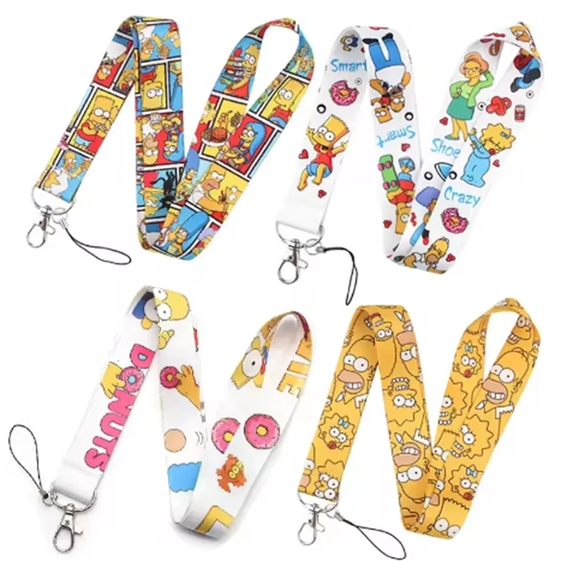 Disney Cartoon The Simpsons Keychain ID Badge Stand Anime Phone Neck Belt Keychain Phone Accessories