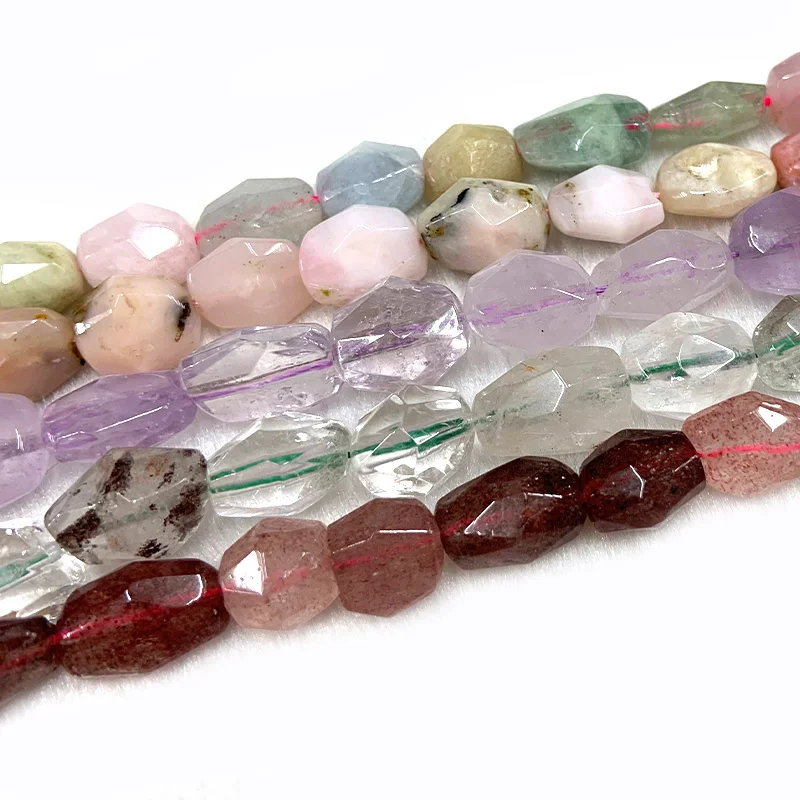 

Natural Morgan Amethyst Strawberry Quartz Stone Beads 15'' Faceted Rice DIY Beads For Jewelry Making Beads Bracelet Necklace